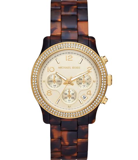 michael kors runway tortoise chronograph watch|Michael Kors Women's Runway Chronograph Tortoise Acetate .